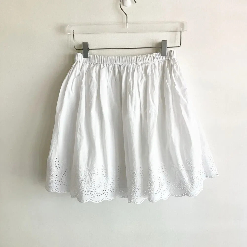 Gap Kids Paisley Eyelet Skirt Girls Size XXL 14-16 White Scallop Cotton